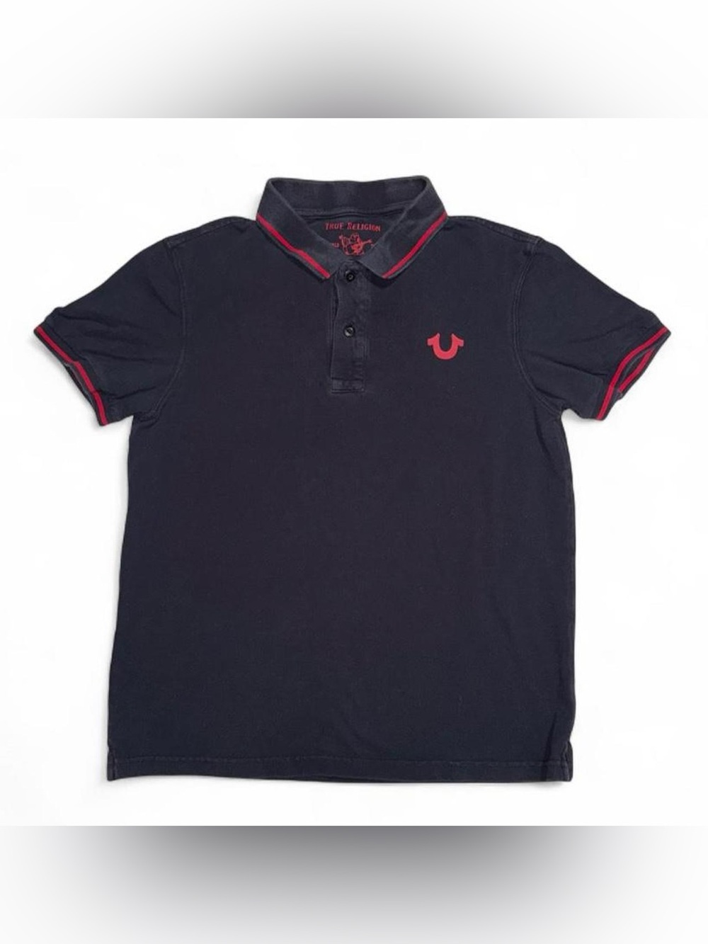 True Religion Navy Polo with Red Trim and Logo